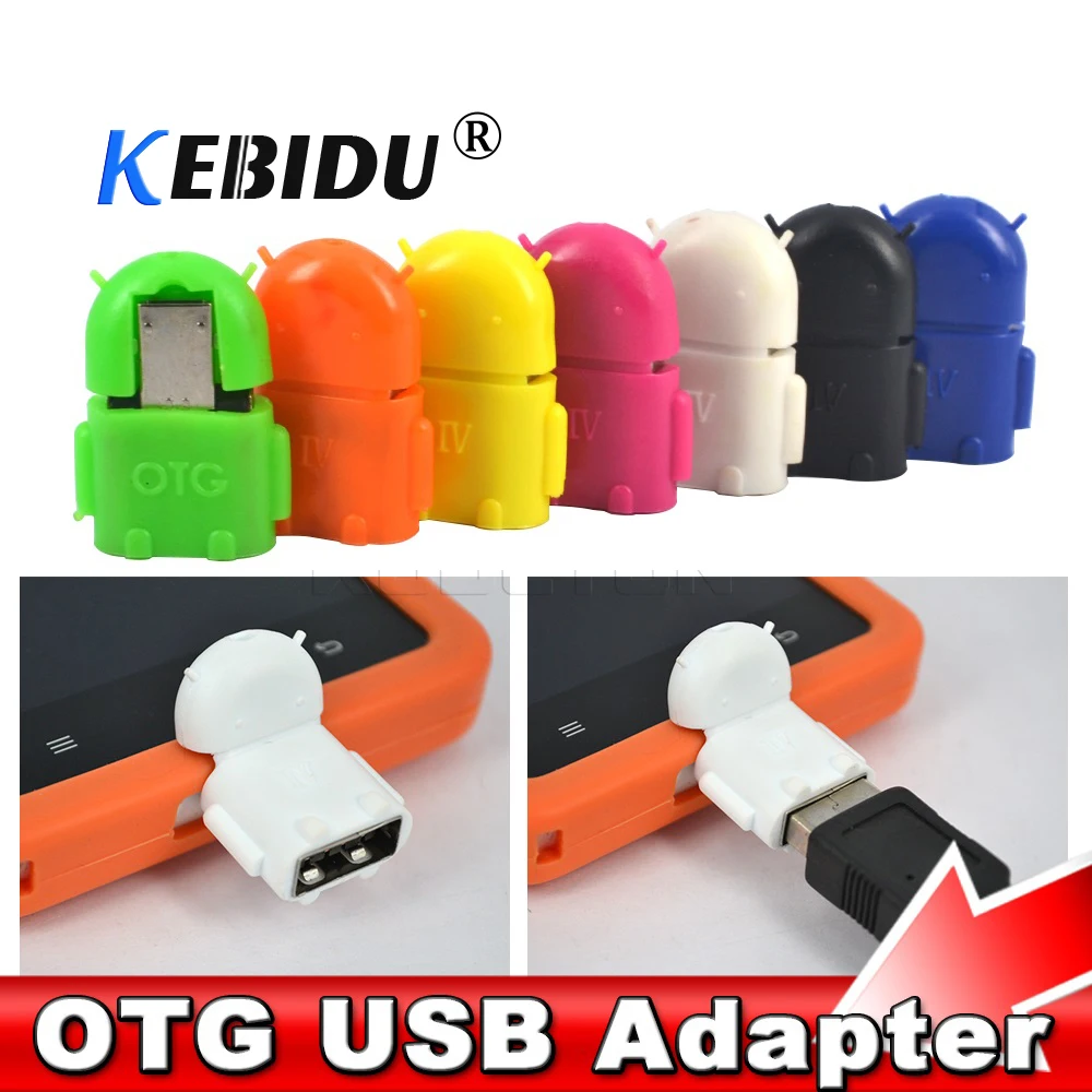 Kebidu 6 шт./лот цвета в форме робота Micro USB OTG HOST кабель адаптер Android для Samsung Galaxy S3 S5 Note3