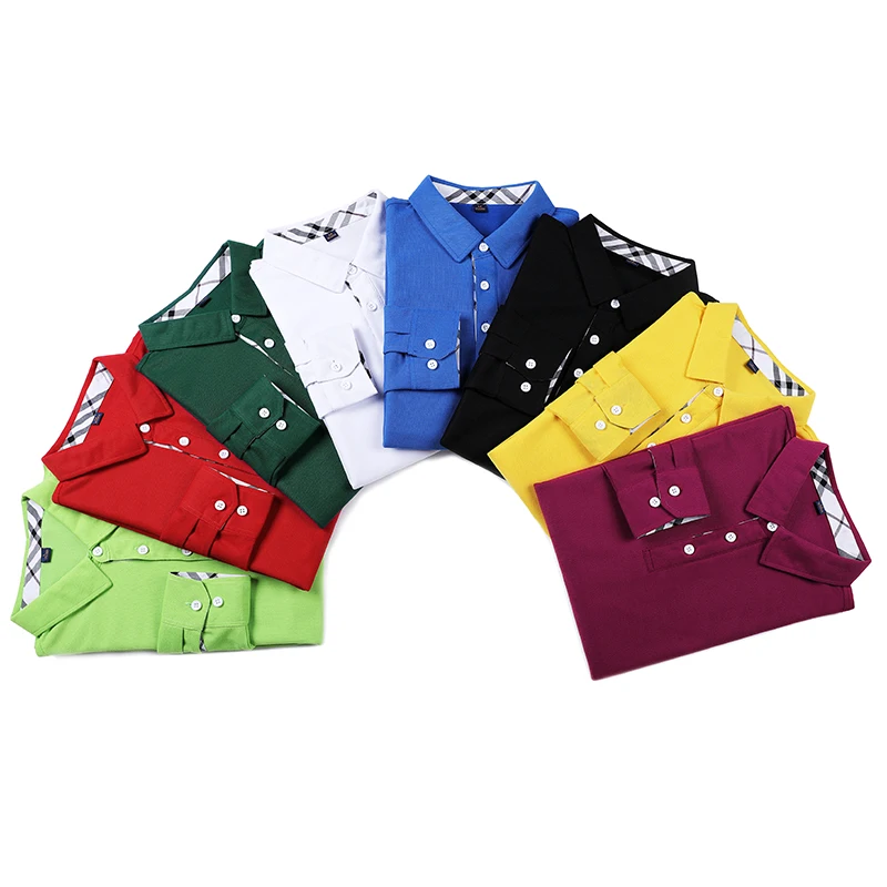 [Может логотип] осень 2017 г. длинный рукав Футболки поло одноцветное Для мужчин