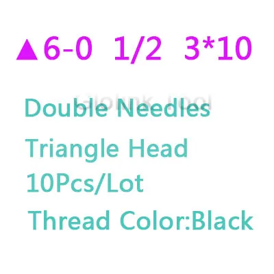 Double Head 6-0 3x10 Инструменты для макияжа/аксессуары шовная игла микрохирургии моноволокна нейлона провода треугольник головкой иглы двухлицевой вязки 10 шт./компл. инструменты - Цвет: Double Head 6-0 3x10