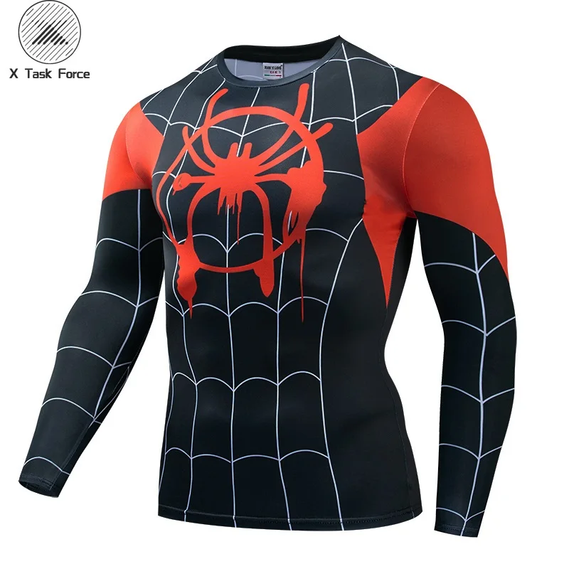 Мужская футболка с рукавом реглан и 3D-принтом Человека-паука компрессионные
