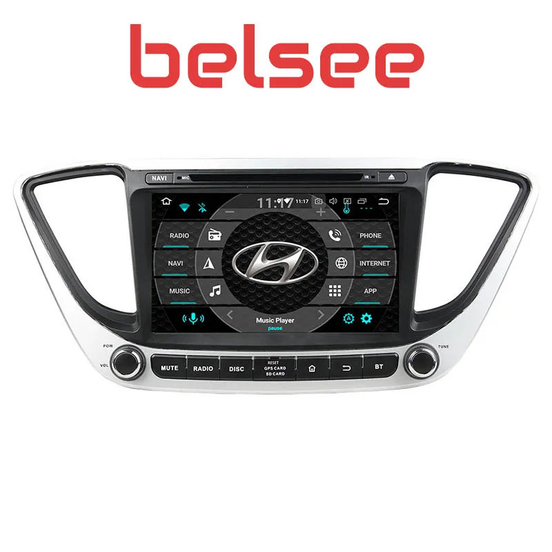 Автомагнитола Belsee для Hyundai Verna стерео система на Android 8 с IPS экраном 2017 дюйма