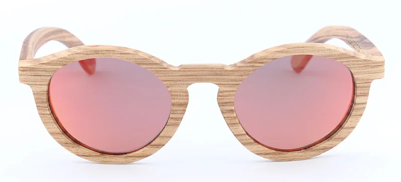 red mirror lens Деревянные солнцезащитные очки, женские круглые очки, UV400, поляризационные, синие, солнцезащитные очки, Ретро стиль, Lentes de sol Hombre, женские солнцезащитные очки - Цвет линз: red mirror lens