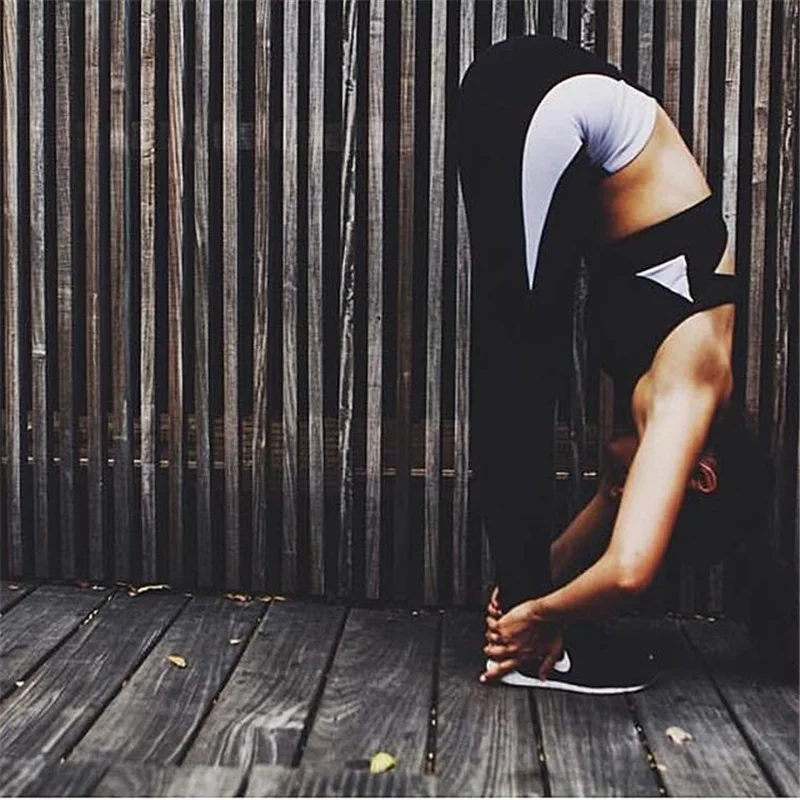 2018 Летняя женская одежда из 2 предметов лоскутный спортивный костюм укороченный