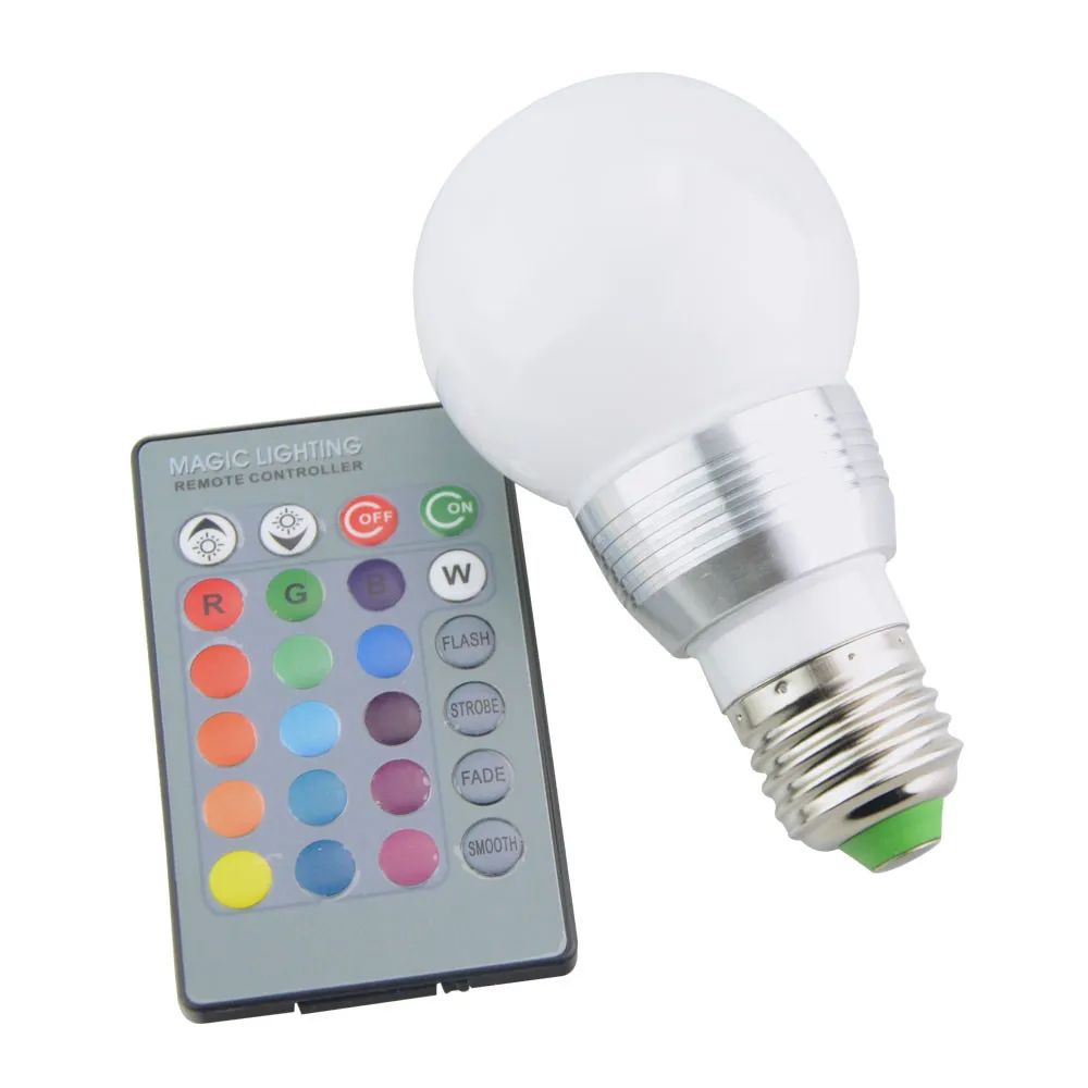 E27 RGB Светодиодная лампа с регулируемой яркостью 85 265 В переменного тока 110 220 в 16