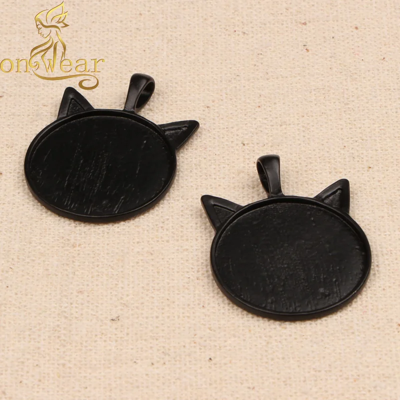 Основа для кабошона кошачьи уши 20 шт. круглые черные подвески 25 мм аксессуары