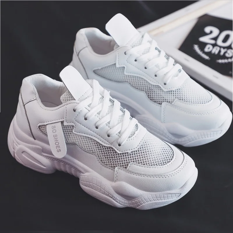 New Summer White Mesh Women Sneakers FlatsFemale Fashion Thick Bottom Platform shoes Womens Casual Shoes Zapatos De Mujer