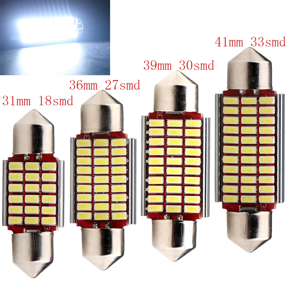 30 шт./лот C5W Festoon 3014 18SMD 27SMD 30SMD 33SMD Canbus без ошибок 12 в автомобильный купол лампа для
