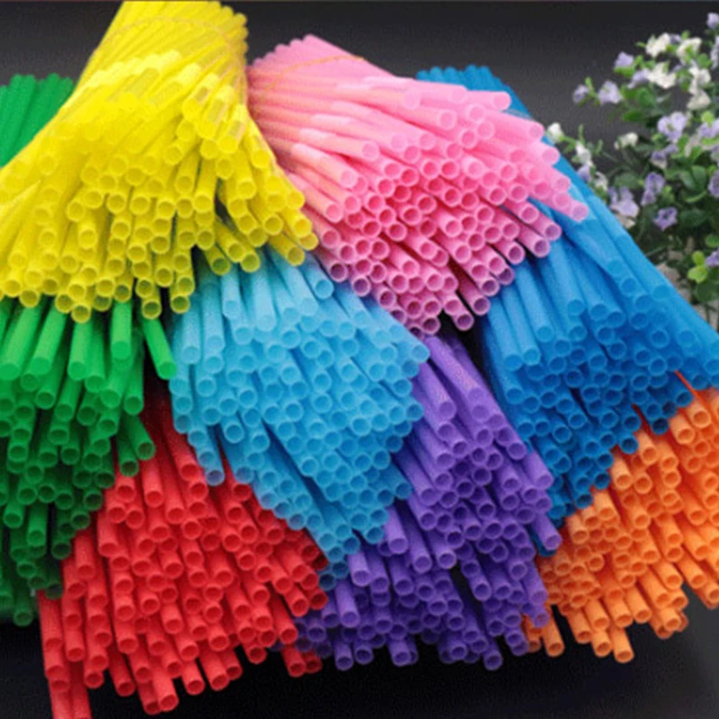 100 шт одноразовая Соломка для коктейлей соломинки пластиковая Питьевая солома