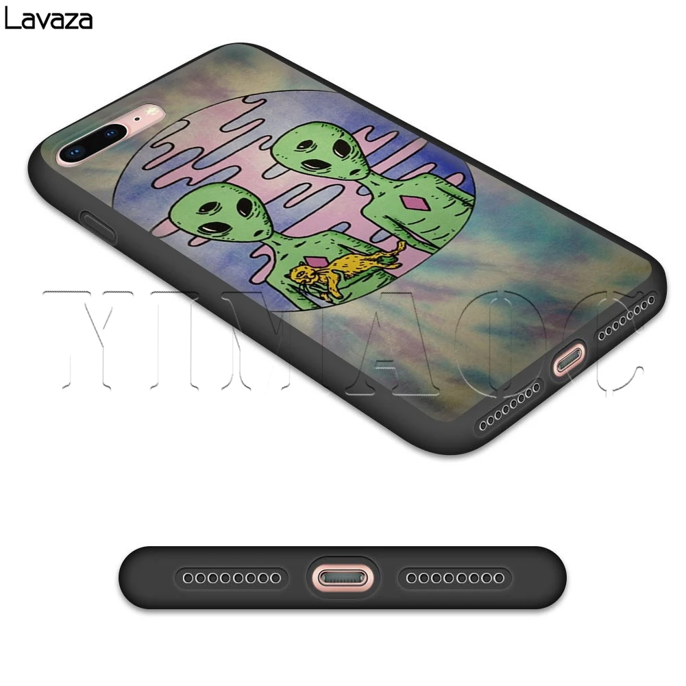 Lavaza Trippy Tie Dye Peace sign Alien Case for iPhone 11 Pro XS Max XR X 8 7 6 6S Plus 5 5s se |