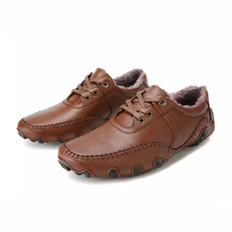 ZALAVOR Size 38-46 Men Casual Shoes Autumn Winter Warm Flats Lace Up Solid Color Driving Male Footwear | Обувь