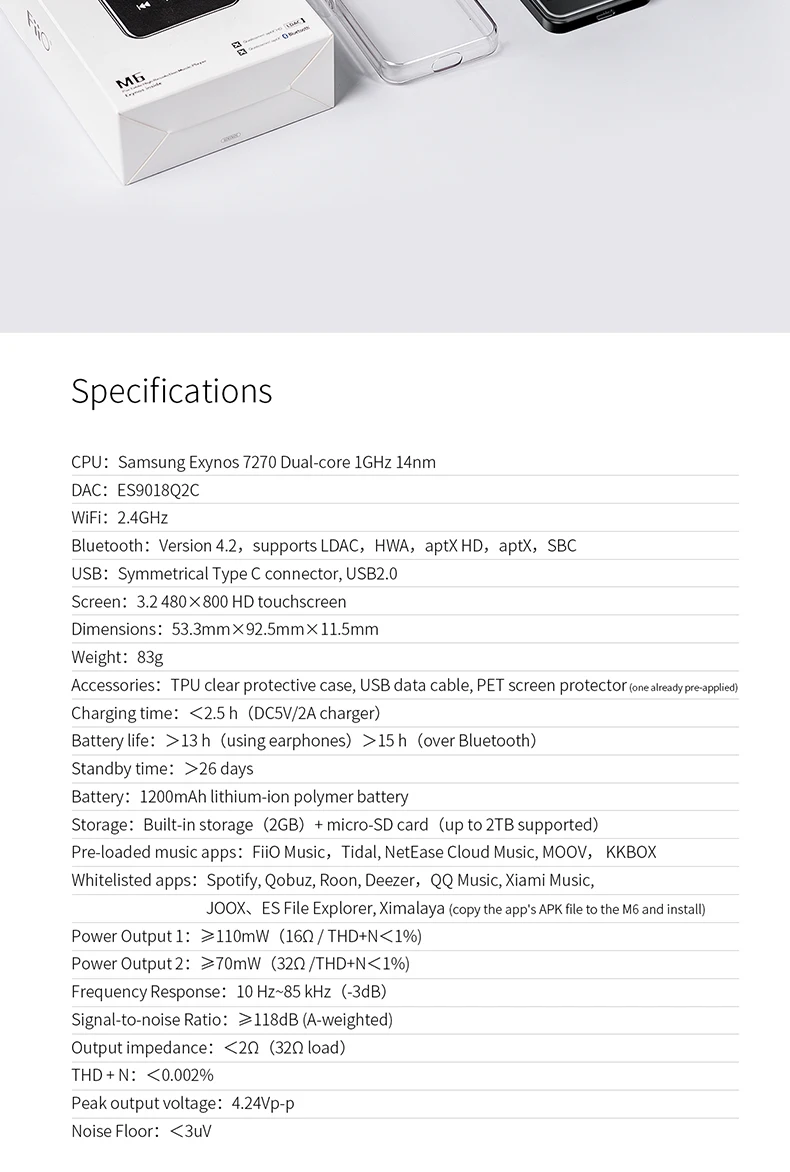 FiiO M6 Hi-Res Bluetooth HiFi музыкальный портативный MP3-плеер USB DAC ES9018Q2C на базе Android с aptX HD LDAC WiFi Air Play DSD