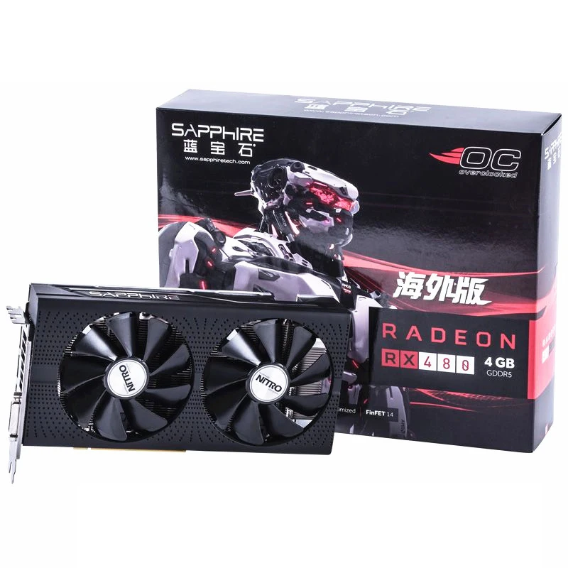 Сапфир RX OC Radeon 480 видеокарта high end RX480 4 Г DDR5 игровой видеокарты DirectX12 2304SP 1306/7000 МГц| |