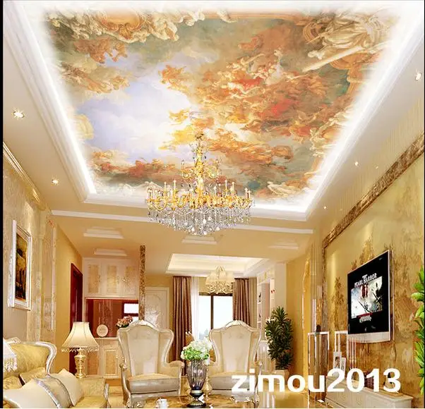 

Custom photo wallpaper 3d ceiling wallpaper murals European angel frescoes on the ceiling zenith mural wall papers home decor