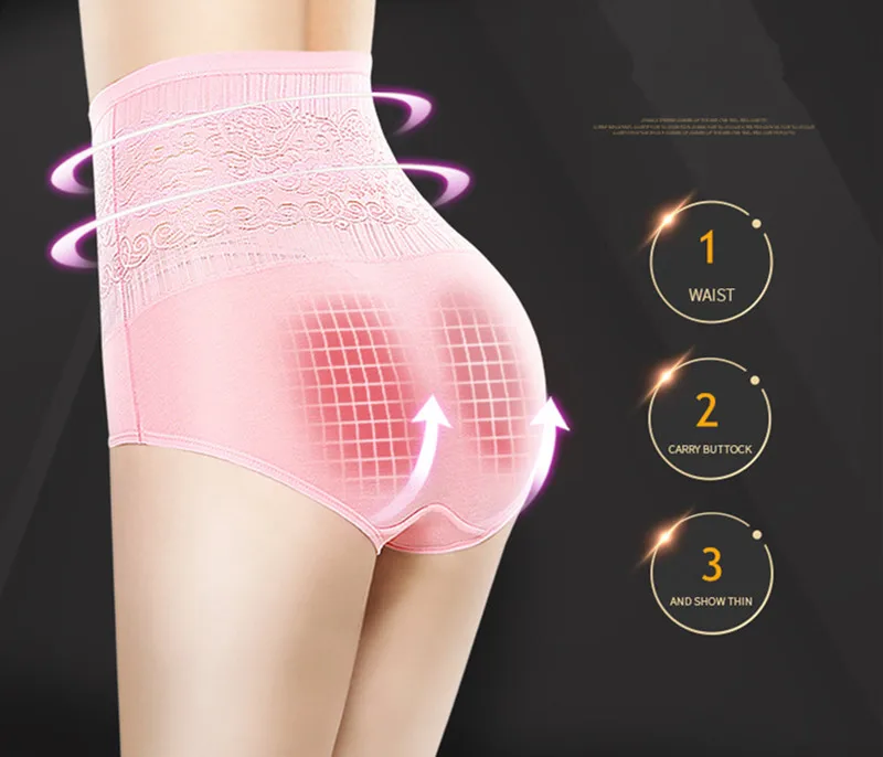 4Pcs/lot Control Panties Seamless Women High Waist Slimming Briefs Body Shaperwear Underwear Sexy Lace Lady Underwear