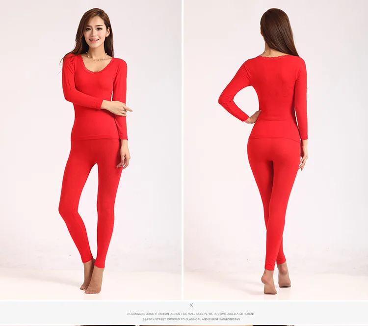 Elegant Butterfly Pattern Lace Modal Thermal Underwear For Women Basic Thin Slim Winter Long Johns Female Second Skin Nightgown