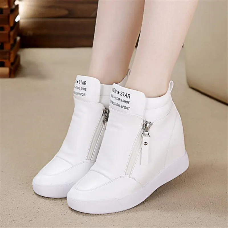 2017 г. Новая модная женская повседневная обувь белые туфли на танкетке из мягкой