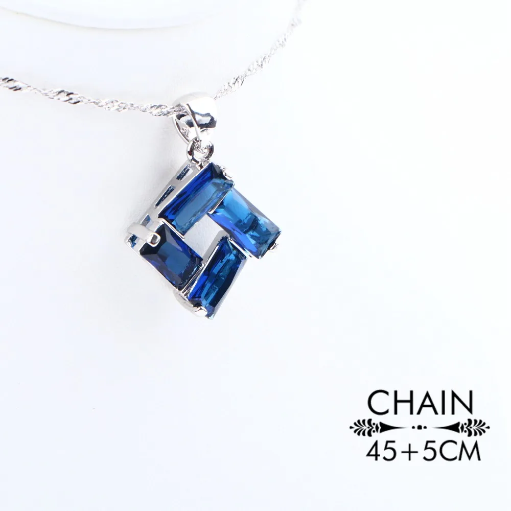 Комплект ювелирных изделий из стерлингового серебра 925 пробы с голубым цирконием