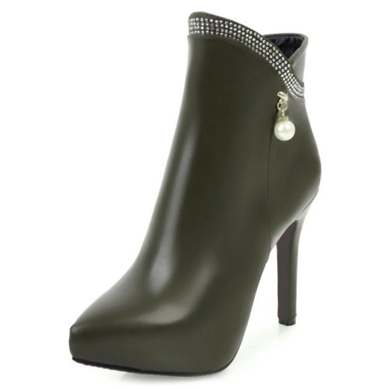 SJJH/женские пикантные ботильоны на шпильке с круглым носком молнии со стразами