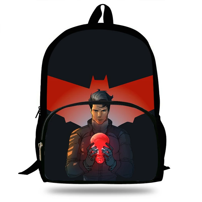 Новинка хит продаж красный рюкзак с капюшоном и 3D принтом Бэтмена для школьников