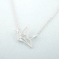 daisies 1pc paper crane origami necklace chain simple style silver plated statement jewelry travel essentials women girls gift