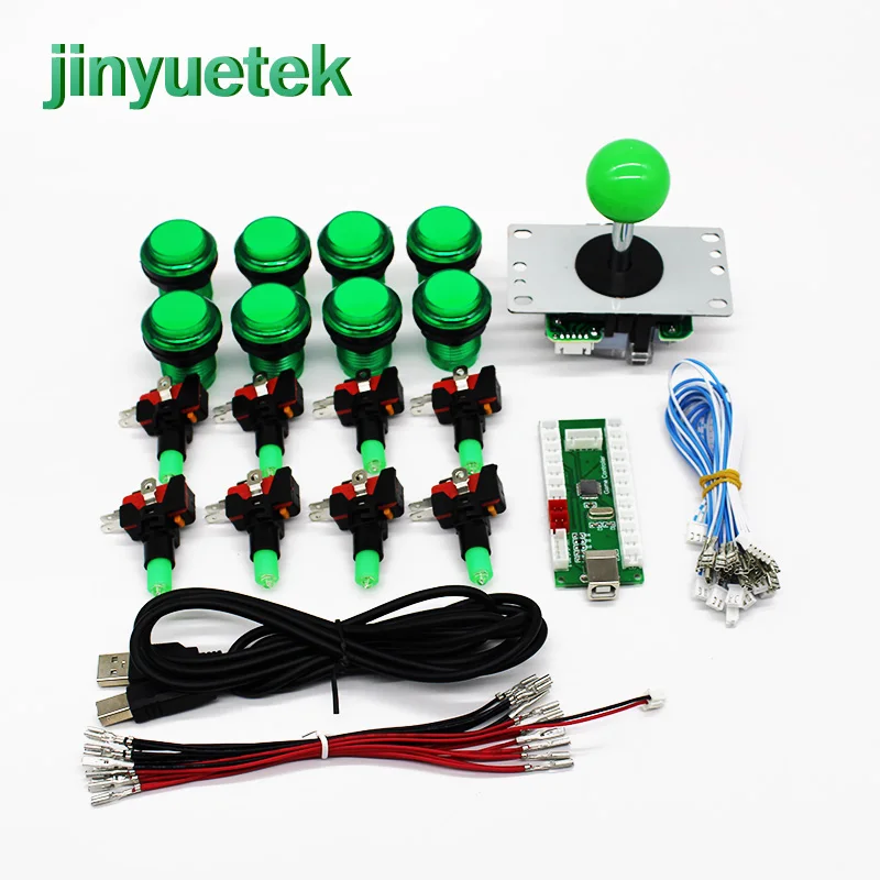 green arcade kit Оригинальная sanwa Япония кнопка для игровых автоматов sanwa Джойстик USB к ПК нулевой датчик с переходником для JAMMA MAME Комплект Аркады своими руками 1 плеер - Цвет: green arcade kit