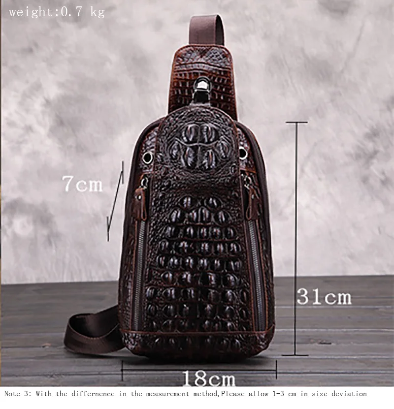 100% натуральная кожа груди сумка мужская кожаная Функциональная аллигатора