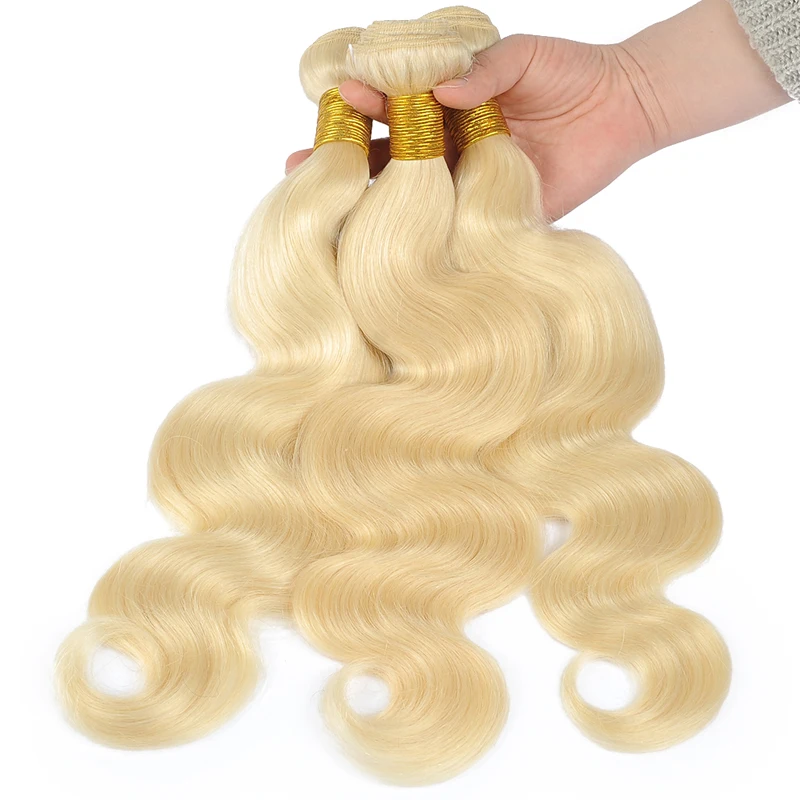 Pinshair мёд светлые бразильские волосы Weave Связки 613 тела волна с закрытием