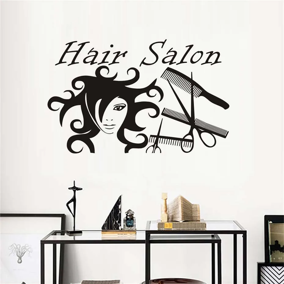 Настенные Стикеры для парикмахерских парикмахерские инструменты женские
