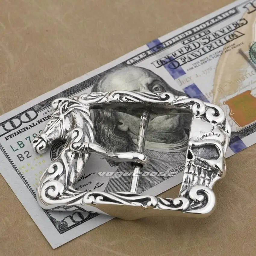 LINSION огромная Тяжелая искусственная Серебряная Мужская Байкерская пряжка для