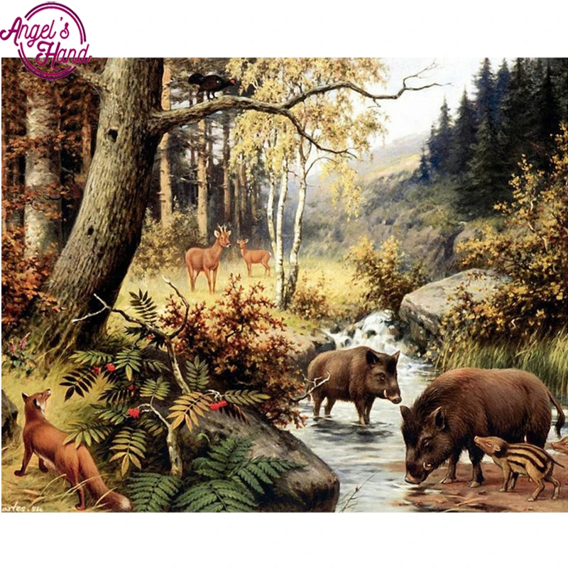 

5D diamond embroidery forset animals diamond cross stitch crystal round diamond arts decorative diy diamond painting wild boar
