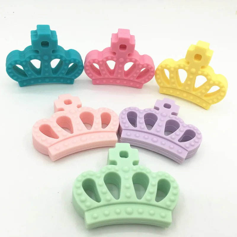 random color Силиконовая Корона бусина для соски-прорезывателя-силиконовая Детская Подвеска «Зуб» Игрушки-принцесса подвеска в форме короны Прорезыватель-прорезыватель Игрушка поводок для девочки - Цвет: random color