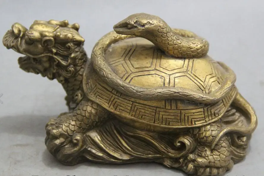 zhmui88006147&lt&lt&lt6&quot China Brass Dragon Turtle Tortoise Snake God Beast longevity Statue Sculpture | Дом и сад