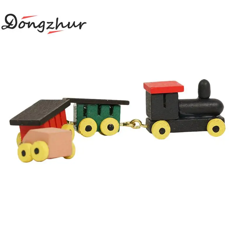 Новые миниатюрные мини-поезд из цельного дерева, аксессуары для детской спальни, игрушечная мебель для 1:12, кукольный домик WWP0338