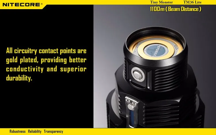 NITECORE TM36 Lite 1800 люмен SBT-70 светодиодный фонарик перезаряжаемый прожектор 1100 м дальность луча без 18650 батареи