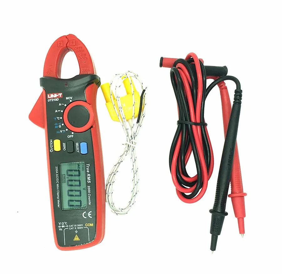 UNI-T UT210D Авто Диапазон Цифровой ЖК-дисплей клещи мультиметр Амперметр Вольтметр AC DC Вольт-амперные характеристики тестер 200A 600 V