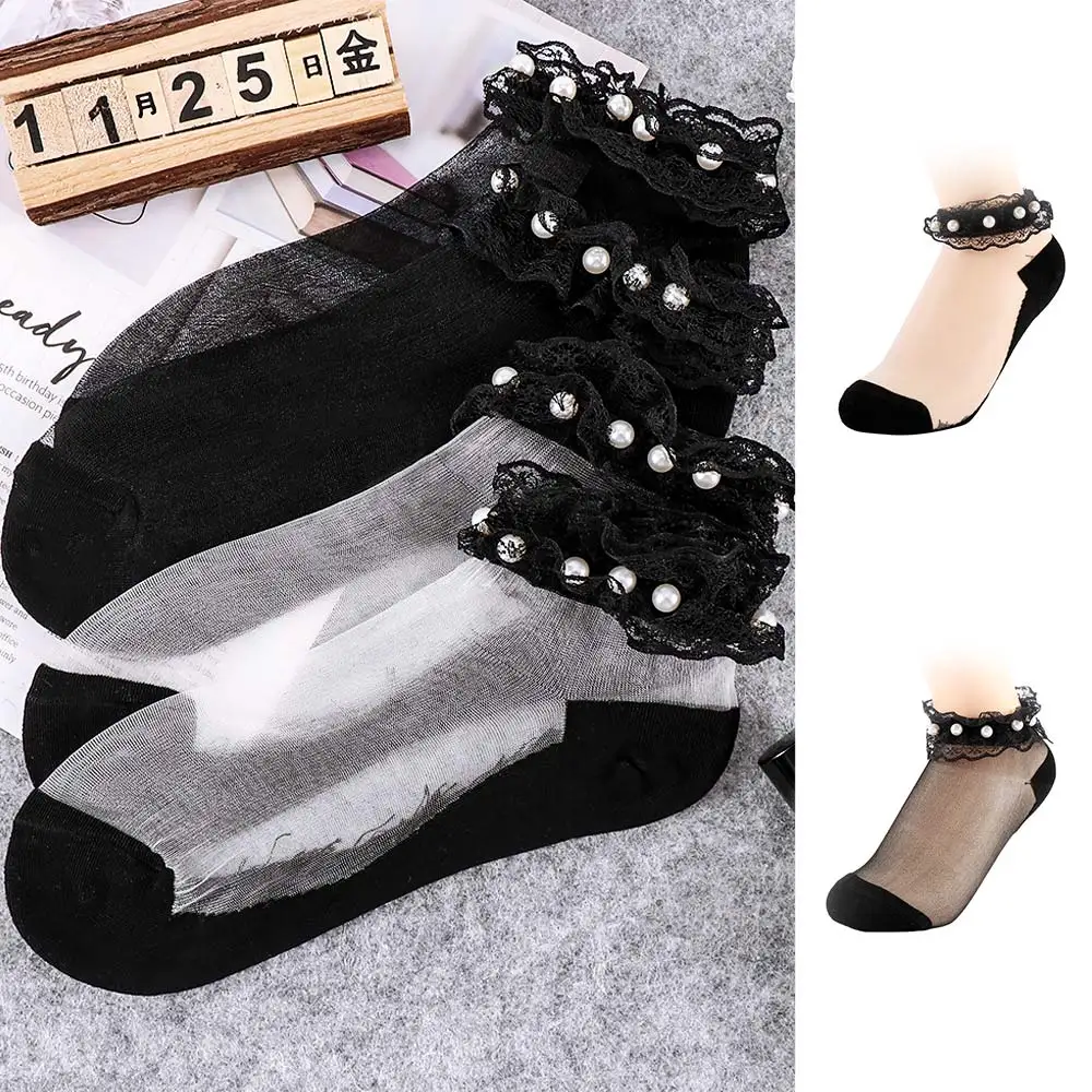 Лето 2019 модные женские носки с жемчугом короткие кристаллами тонкие | Женская