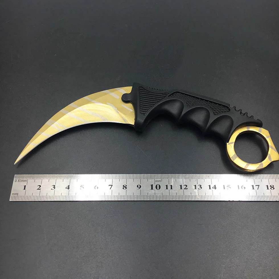 CS GO нож-Коготь Karambit, нож для шеи с ножной, Тигриный зуб, настоящий игровой нож, красный, синий, золотой цвета, Походный нож - Цвет: Tiger tooth