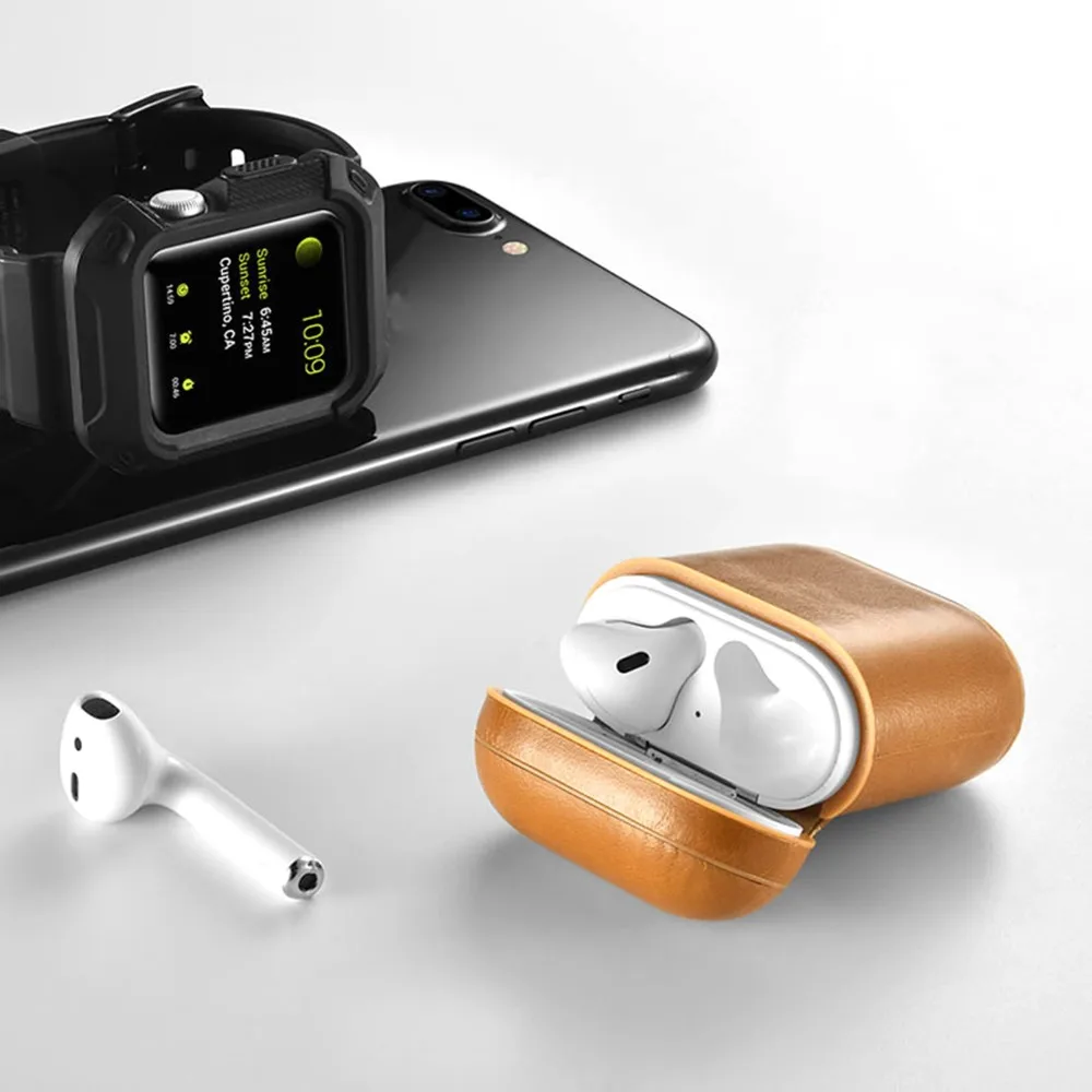 Чехол для наушников XBERSTAR из натуральной кожи защитный чехол Apple AirPods чехлы