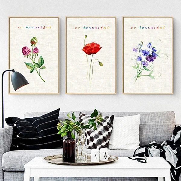 

Home Decoration Beautiful Colorful Flowers No Frame Painting Simple Poster On Canvas Painting Space Wall Art For Living Room