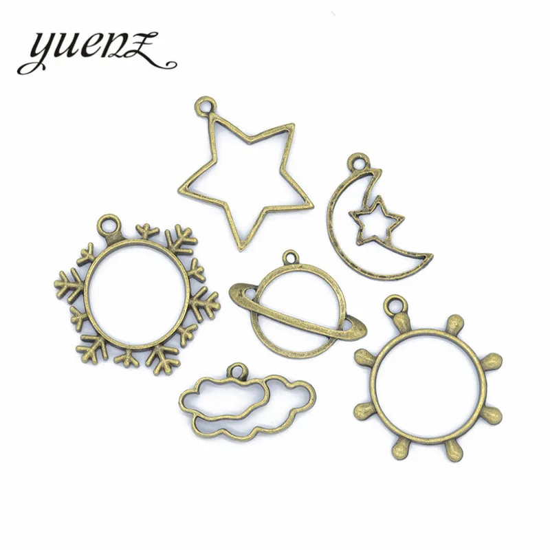 YuenZ 6 шт. sun star Луны и облаков Снежинка Подвески Бронзовый цвет старинные Металл