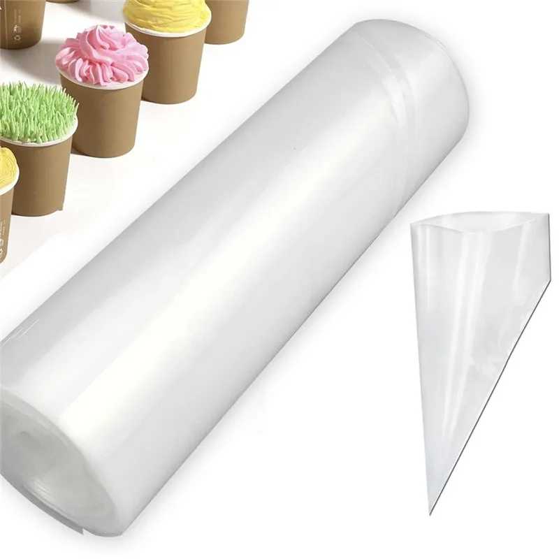 

1 Roll Piping Bags(50pcs) Convenient Making Fondant Cake Cupcake Cookies Decor Transparent Useful Home Kitchen Baking Tools