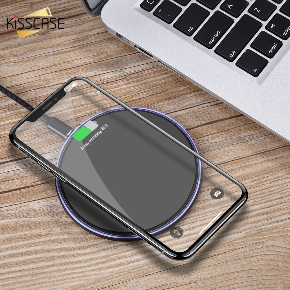 Беспроводное зарядное устройство KISSCASE Qi для iPhone X XS XR 8 зеркальный 10 Вт быстрая
