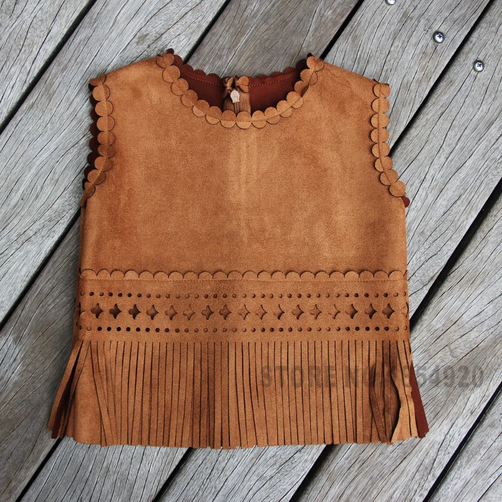 Жилет с бахромой для девочек верхняя одежда и пальто жилет модный разрезом