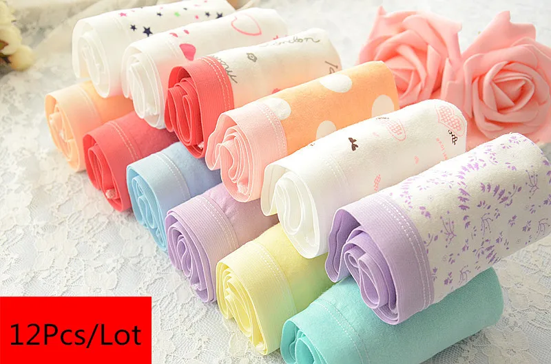 12Pcs 6 шт./лот, женские трусики, сексуальное хлопковое нижнее белье с милым принтом, интимные трусы больших размеров, дышащие розовые трусы, нижнее белье, 3XL - Цвет: 12Pcs