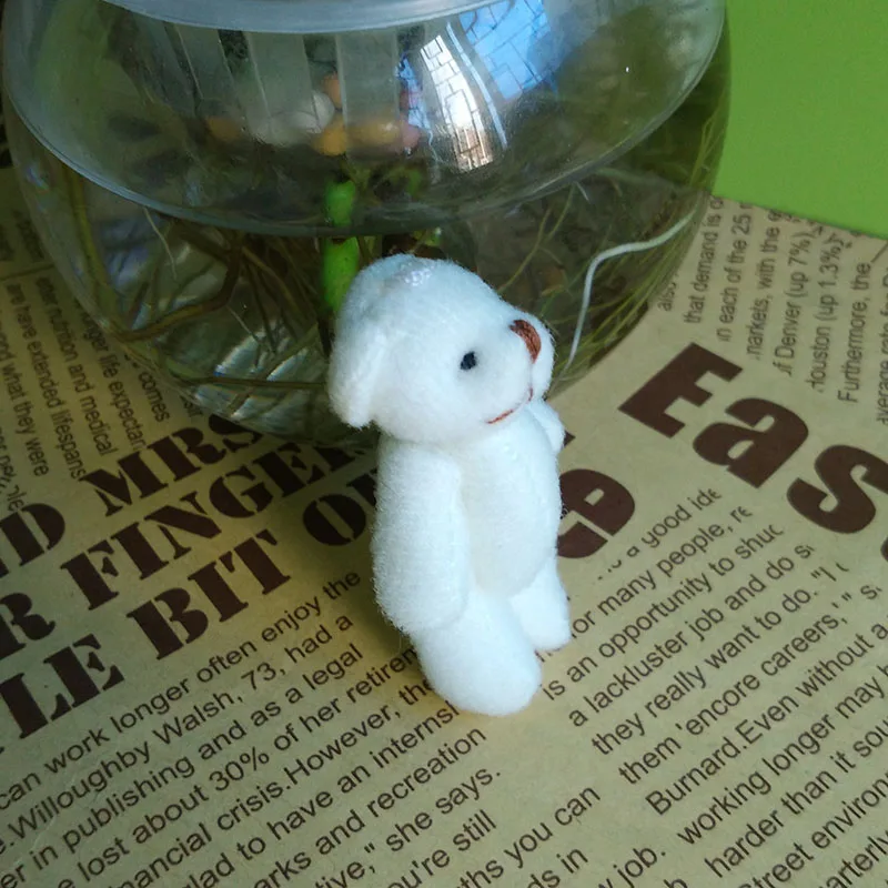 

100pcs/lot free shipping 4cm/6cm tall Tinny teddy bear doll for cellphone bag keychain Promotional white bear plush for kids