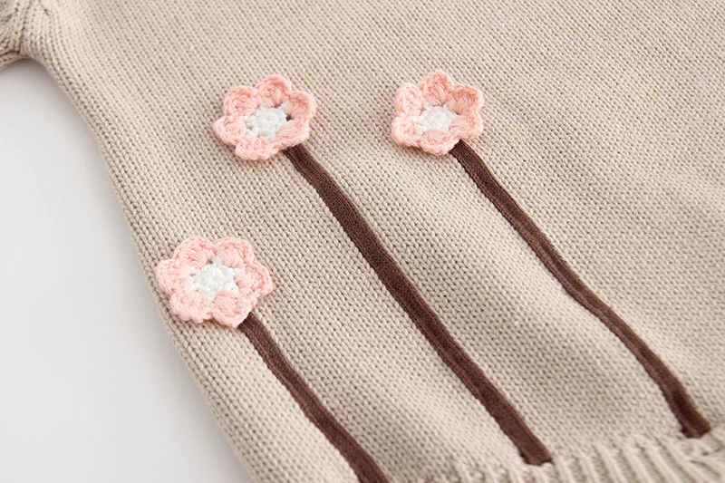 Одежда для новорожденных сезон осень-зима детский вязаный комбинезон с вышивкой