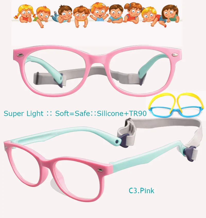 pink IVSTA TR90, оптические очки, детские оправы, резиновые гибкие очки для девочек и мальчиков, близорукость, детские очки, близорукость, степень 8144 - Цвет оправы: pink