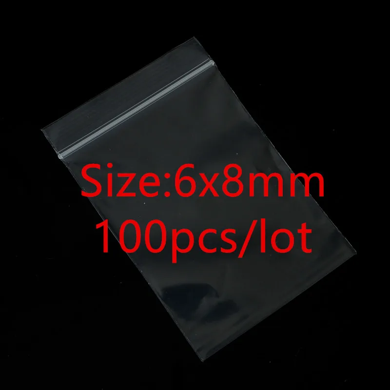 6x8mm 100 шт./лот прозрачные Самоуплотняющиеся пластиковые пакеты на молнии 4*6/5*7/6*8/7*10 см чистый мешок с застежкой для упаковки ювелирных изделий - Цвет: 6x8mm