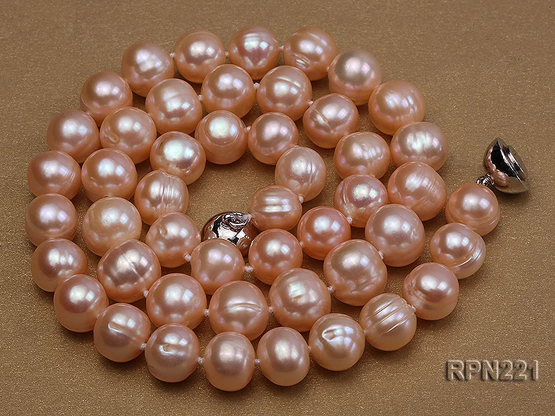 

Elegant Ladies Necklace Perfect 10-11MM Near Round Natural Pink Freshwater Pearl Necklace Magnet Clasp Jewelry Loving Gift