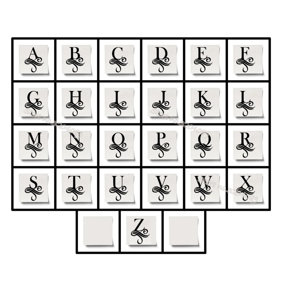 Стикеры для винных бокалов с одной буквой. Персонализированные инициалы имени Монограмма. Декали для свадебного банкета имени гостя VIP. EB033.